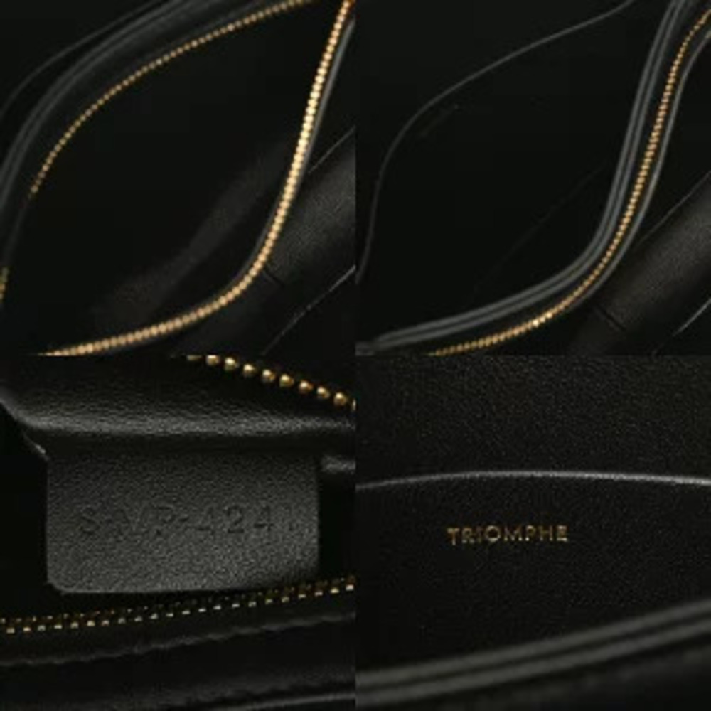 Celine Teen Triomphe Bag Black Shiny Calf Leather Shoulder - Picture 8 of 9